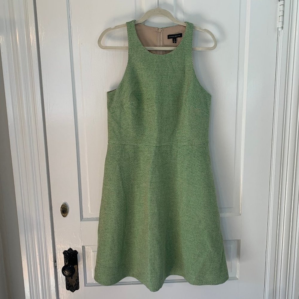BANANA REPUBLIC | NWT Women's Natural Green Racer Neck Dress | Size 12 Tall